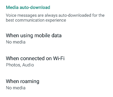 Whatsapp options modifiées